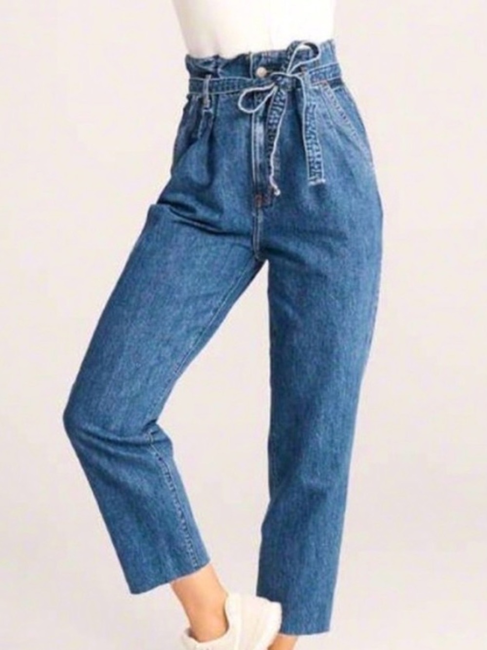 Abercrombie & Fitch High-Rise Tie-Waist Blue Denim Jeans